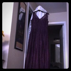 Purple lace prom dress
